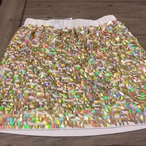 Crewcuts Girls Holiday Gold Sequin Skirt Size 6-7